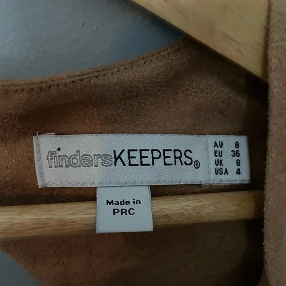 FINDERS KEEPERS Faux Suede Mini Dress size 4 - Picture 3 of 7